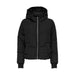 Black puffy hooded jacket with full-length zipper from Jacqueline De Yong for women