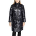 Black puffy long winter coat with high collar and zipper from Armani Exchange Women Jacket