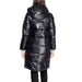 Black puffy winter coat with a hood, back view, from Armani Exchange Women’s Jacket