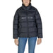 Black puffy winter jacket with zip front and quilted design by Napapijri for women