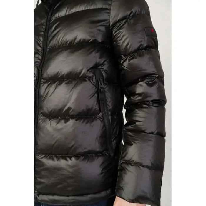 Black puffy winter coat with horizontal quilted sections from Peuterey Men Jacket