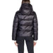 Black puffy winter jacket with high collar displayed from the back, Peuterey Women Jacket