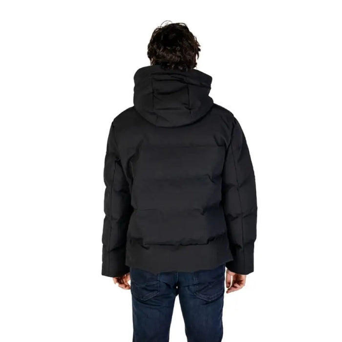 Back view of Replay Men’s Black Turtleneck Jacket with Zip and Front Pockets