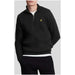 Black quarter-zip sweater by Lyle & Scott with yellow logo on chest for men