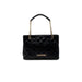 Black quilted handbag with gold chain strap and Love Moschino branding for women