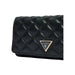 Black quilted leather wallet featuring triangular Guess logo in Guess Women Bag