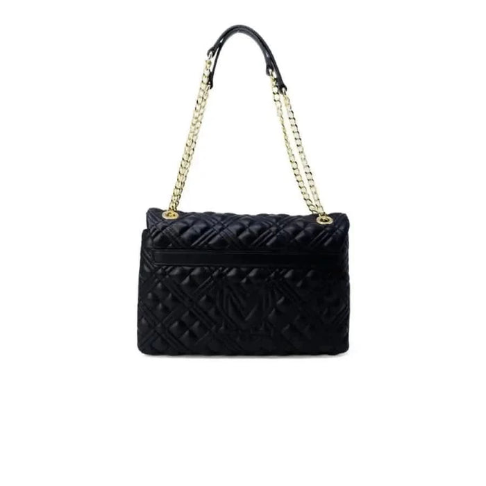 Black quilted leather handbag with gold chain strap from Love Moschino Women Bag