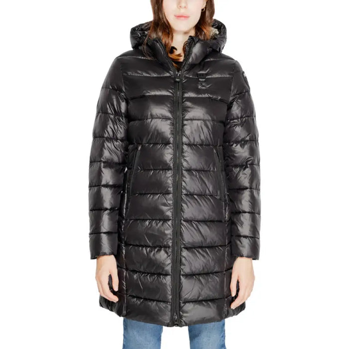 Black quilted puffer coat with hood and full-length zipper by Blauer Women Jacket