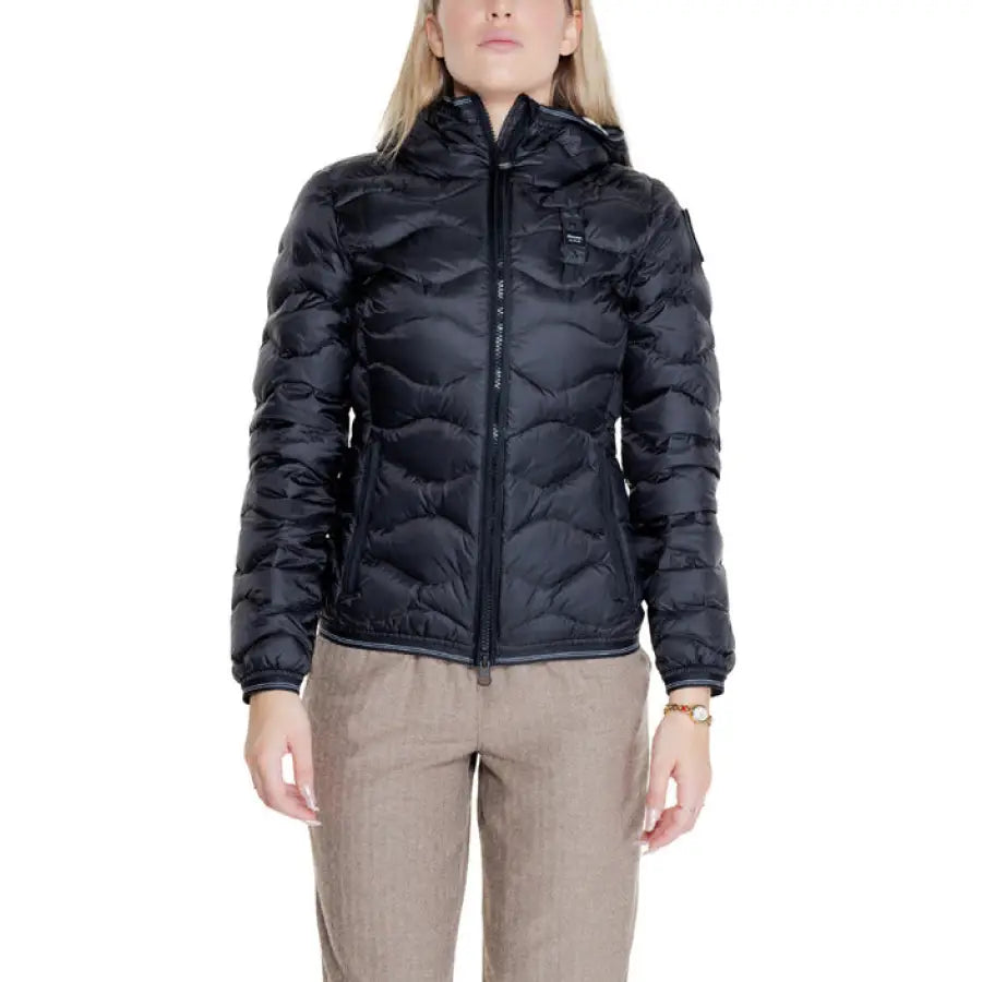 Black quilted puffer jacket with zipper and hood – Blauer Women’s Jacket