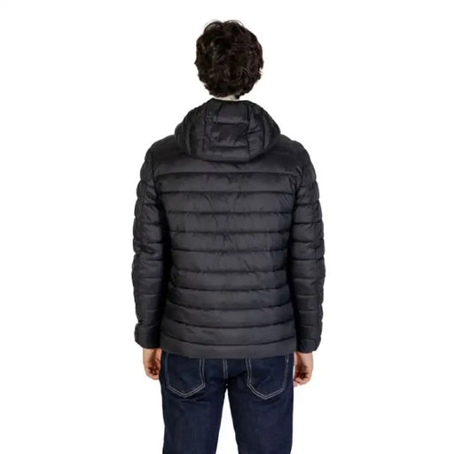 Black quilted puffer jacket from the back, Gianni Lupo Men Jacket