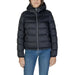 Black quilted puffer jacket with hood and zipper from Napapijri for women