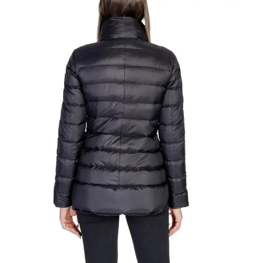 Black quilted puffer jacket back view from Peuterey Women Jacket collection