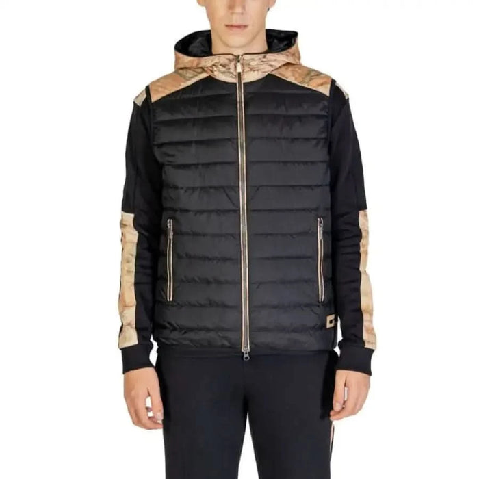 Black quilted vest with gold and beige accents and hood from Alviero Martini Prima Classe