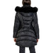 Black quilted winter coat with fur-trimmed hood from Guess Women Jacket collection