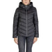 Black quilted winter puffer jacket with hood and zipper from Street One Women Jacket