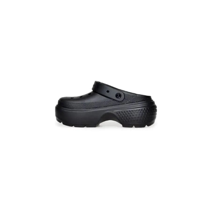 Black rubber clog with perforated design and thick sole - Crocs Women Sandals