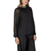 Black sheer-sleeved blouse with gathered neckline from Vila Clothes Women Dress collection