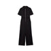 Black short-sleeved jumpsuit with zipper front and wide-leg pants by Desigual