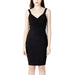 Armani Exchange black sleeveless bodycon dress with a V-neckline for women