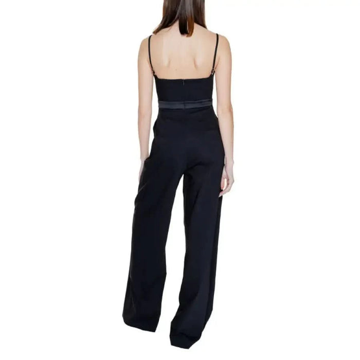 Silence - Women Jumpsuit: Black Sleeveless, Wide-Leg Pants, Spaghetti Straps