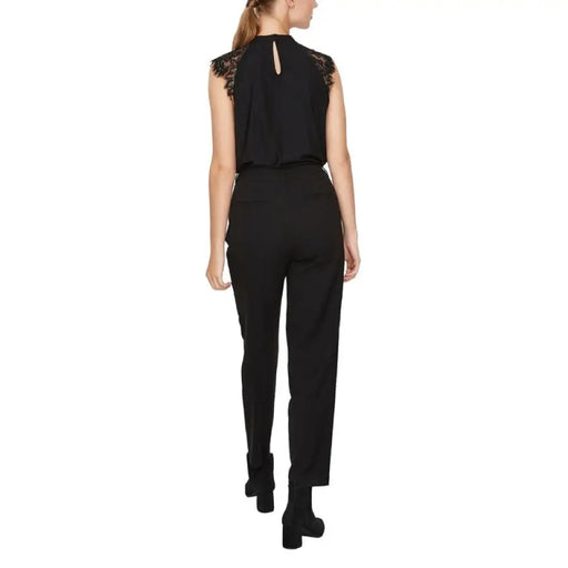 Black sleeveless jumpsuit with lace shoulders featured in Vero Moda Women’s T-Shirt