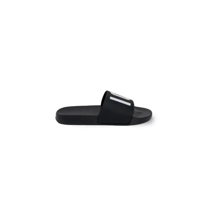 Black slide sandal with wide strap from Icon Men Slippers for stylish comfort