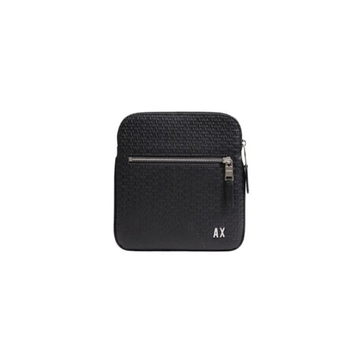 Black square crossbody bag with silver zipper and AX logo from Armani Exchange