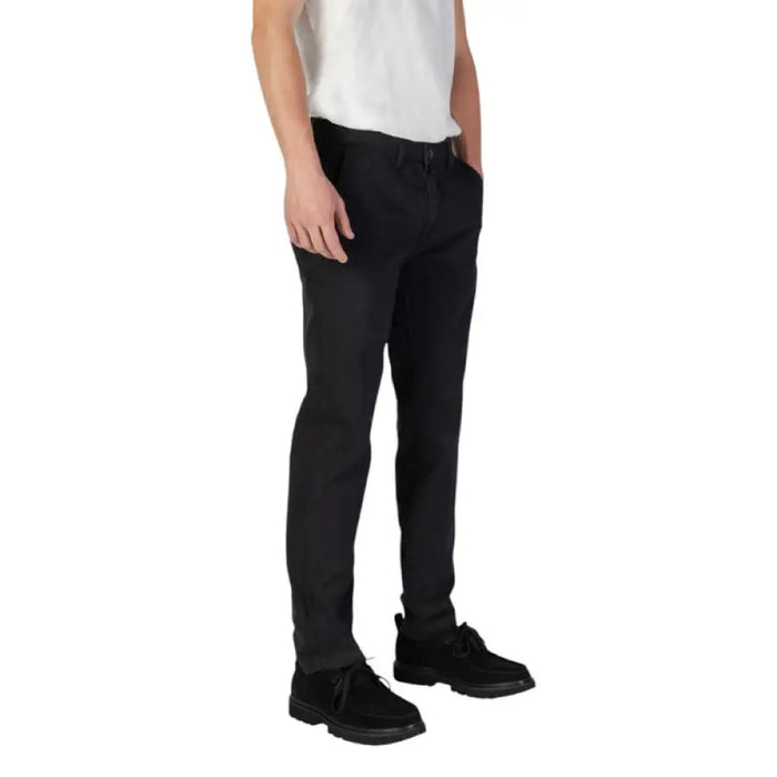 Black straight-leg dress pants with side pockets by Borghese for men