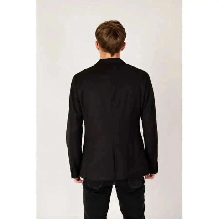 Black suit jacket viewed from the back for Armani Exchange Men Blazer