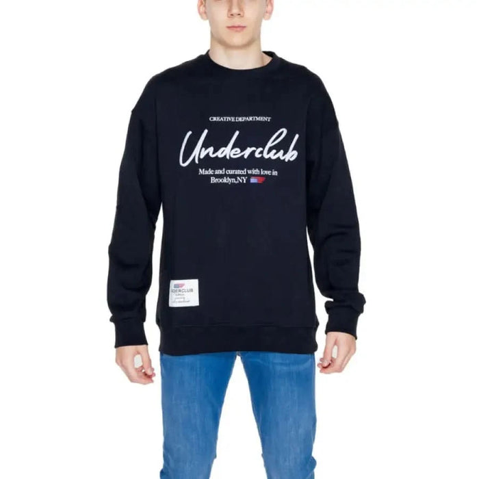 Black sweatshirt with ’Under the Hood’ text from Underclub Men Sweatshirts