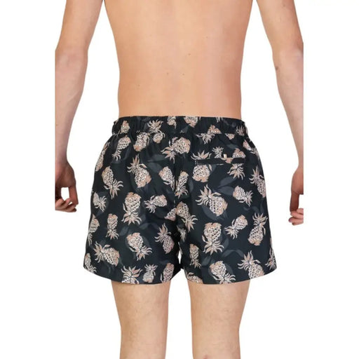 Black swim shorts with white pineapple print from Boss Men Black Printed Swimwear