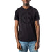 Black Armani Exchange Men T-Shirt with Circular ’A|X’ Logo and Text Design