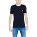 Black Guess Men T-Shirt featuring a small triangular logo on the chest