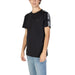 Black Moschino Underwear Men T-Shirt with white striped tape detail on shoulders