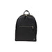 Black textured leather backpack with silver zippers and Armani Exchange branding