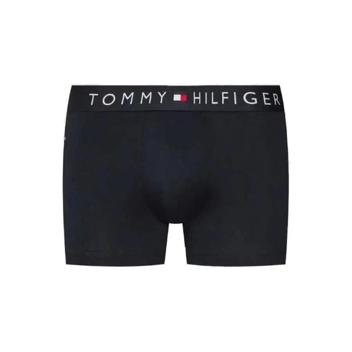 Black Tommy Hilfiger boxer briefs featuring a branded waistband for men’s underwear