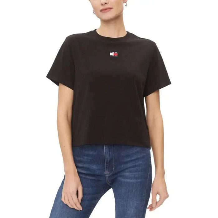 Tommy Hilfiger Women T-Shirt - Black with Small Logo on Chest