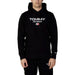 Black Tommy Jeans hoodie with white logo and small flag emblem from Tommy Hilfiger Jeans Men Sweatshirts