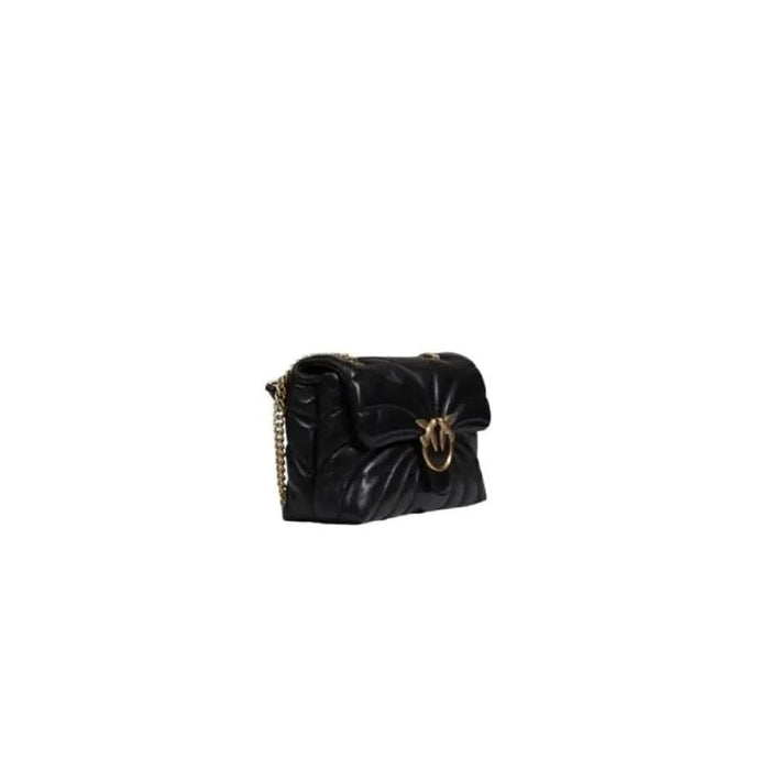 Black velvet clutch purse with gold hardware and bird-shaped clasp from Pinko Women Bag