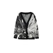 Black and white floral patterned cardigan sweater with V-neck by Desigual for women