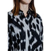 Black and white patterned button-up shirt with abstract brushstroke design from Street One