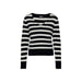 Black and white striped v-neck sweater with long sleeves from Only Women Knitwear