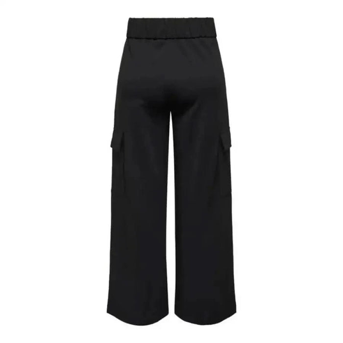 Jacqueline De Yong Women Trousers - Black wide-leg cargo pants with side pockets and high waistband