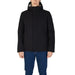 Black winter coat with hood and zipper, featured in Men’s Black Turtleneck Jacket