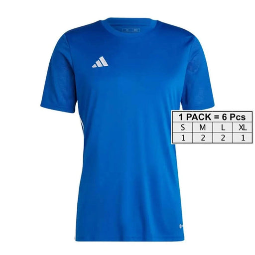 Blue Adidas athletic t-shirt with short sleeves and crew neck displayed in Adidas Men T-Shirt