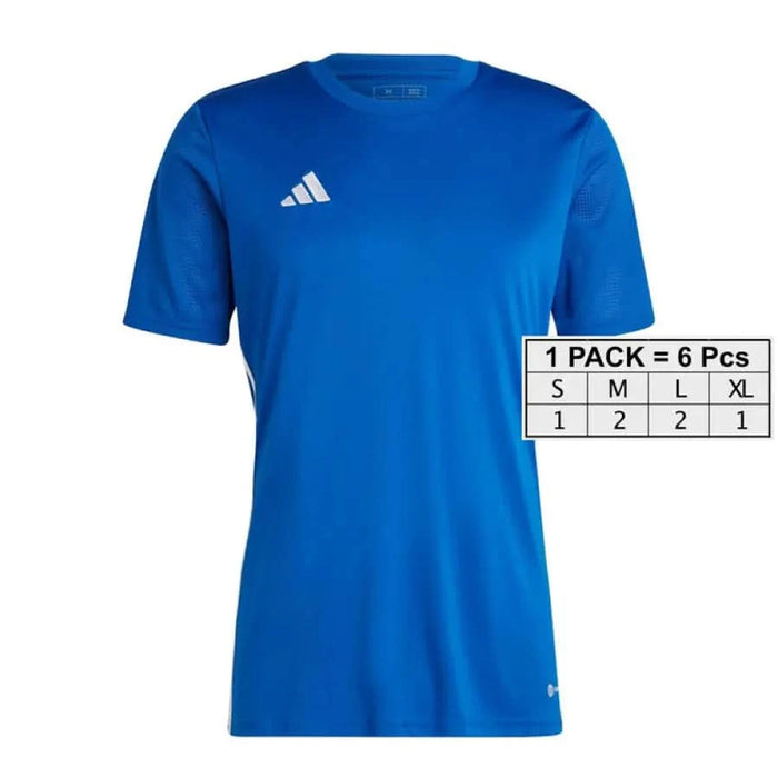 Blue Adidas athletic t-shirt with short sleeves and crew neck displayed in Adidas Men T-Shirt