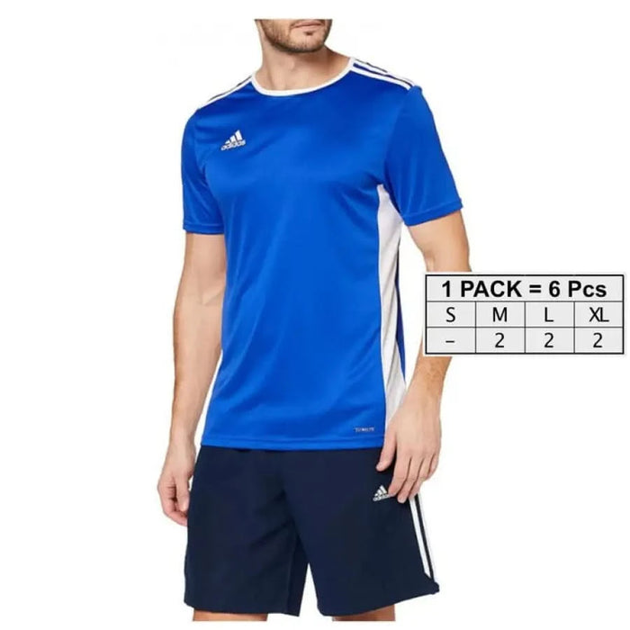 Blue Adidas sports jersey with white trim and short sleeves - Adidas Men T-Shirt