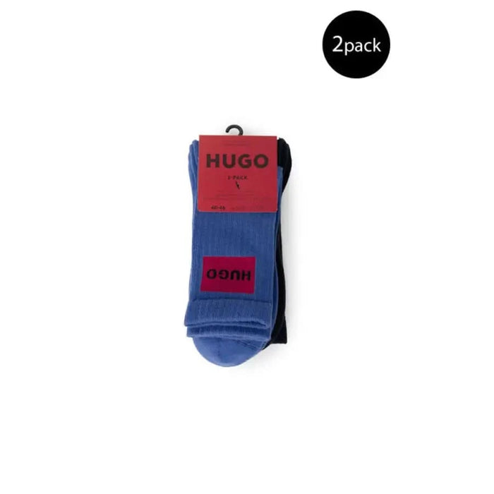 Blue dress sock with red Hugo label, featured in Hugo Men Underwear collection