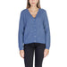 Blue knit cardigan sweater with button closures by Vila Clothes for women