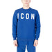 Boy in blue Icon sweatshirt showcasing urban city style fashion